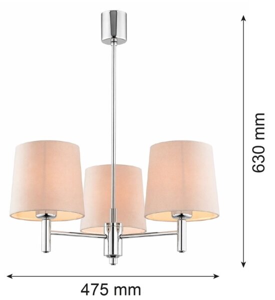 Brilagi - Lustr na tyči MONTE 3xE27/60W/230V béžová/lesklý chrom