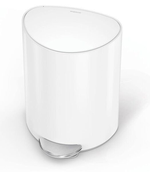 Bílý nášlapný kovový odpadkový koš 6 l – simplehuman
