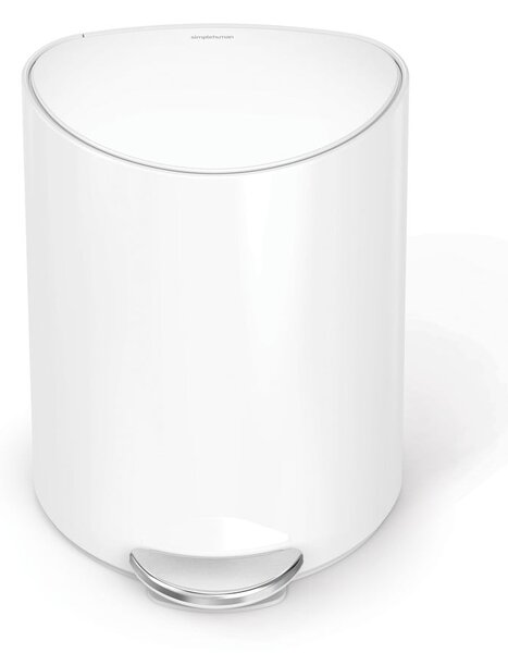 Bílý nášlapný kovový odpadkový koš 6 l – simplehuman