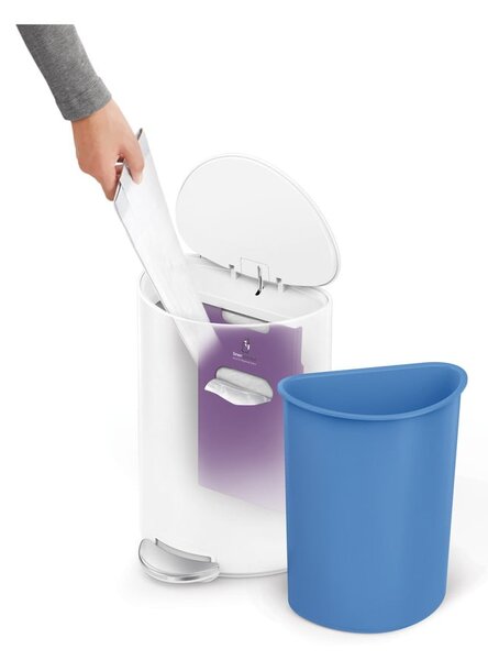 Bílý nášlapný kovový odpadkový koš 6 l – simplehuman