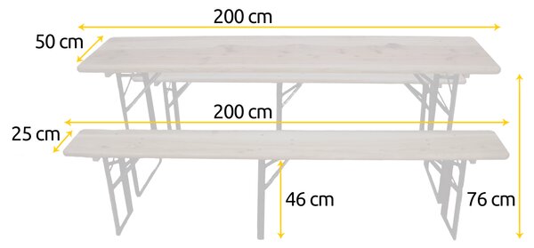 Hawaj Pivní set 200 x 50 x 25 cm - 3 nohy na lavici