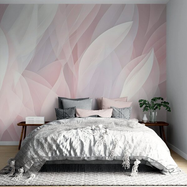 Fototapety Abstraktní design s jemnými tvary okvětních lístků v růžových a bílých odstínech, které vytvářejí, Fototapety akvarel, w08774 : uwalls.cz
