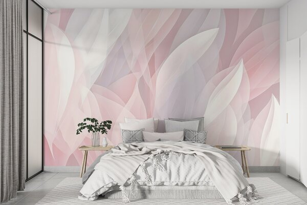 Fototapety Abstraktní design s jemnými tvary okvětních lístků v růžových a bílých odstínech, které vytvářejí, Fototapety akvarel, w08774 : uwalls.cz