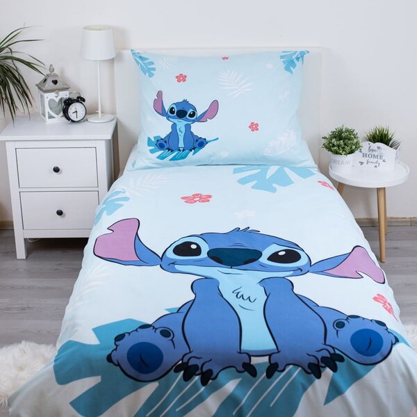 Modré bavlněné dětské povlečení na jednolůžko 140x200 cm Lilo and Stitch "Blue" – Jerry Fabrics