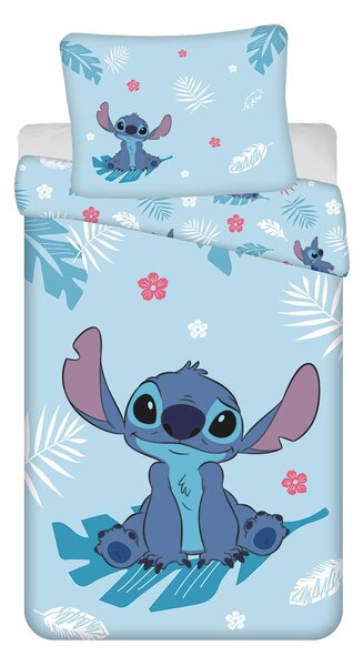 Modré bavlněné dětské povlečení na jednolůžko 140x200 cm Lilo and Stitch "Blue" – Jerry Fabrics