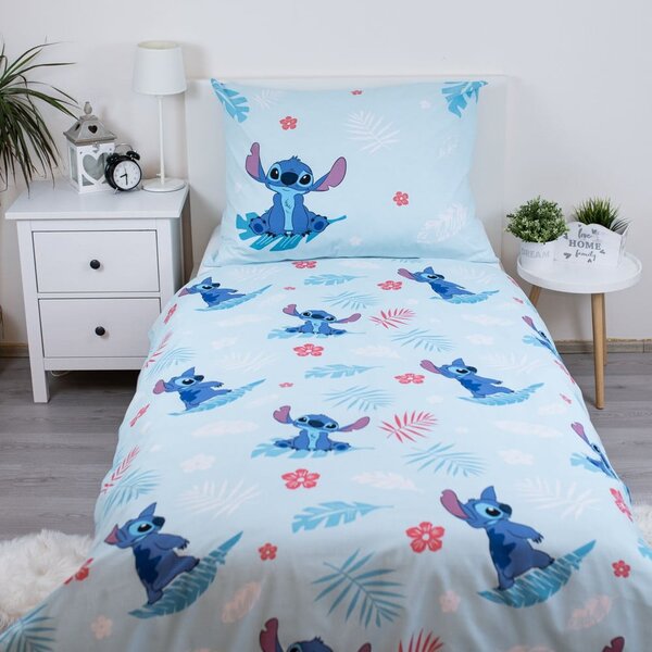 Modré bavlněné dětské povlečení na jednolůžko 140x200 cm Lilo and Stitch "Blue" – Jerry Fabrics