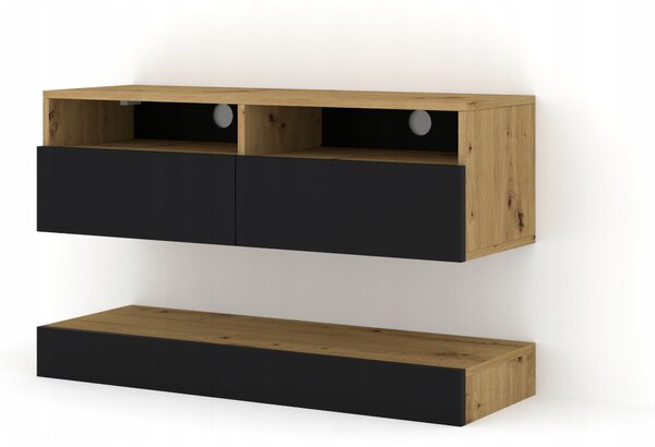 TV stolek DUO 100 cm závěsný dub artisan černá