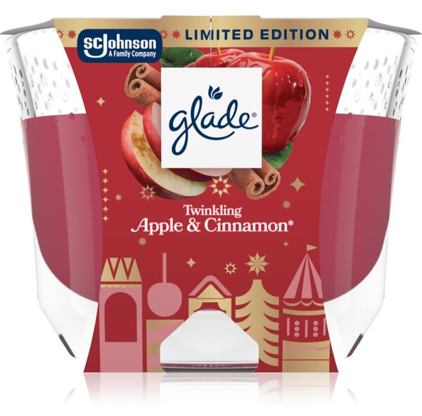 GLADE Twinkling Apple & Cinnamon vonná svíčka 204 g