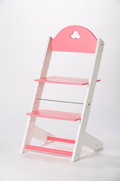 Lucas Wood Style rostoucí židle MIXLE - bílá/růžová rostoucí židle MIXLE: Autíčko