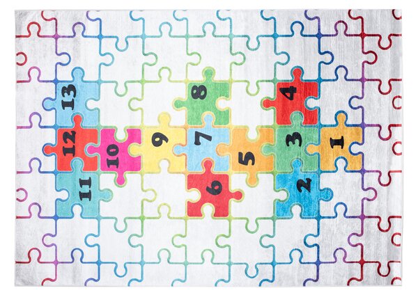 Makro Abra Dětský kusový koberec vhodný k praní BAMBINO 2673 Puzzle Číslice pogumovaný krémový barevný Rozměr: 120x170 cm