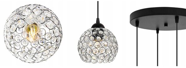 Závěsné svítidlo Crystal, 4x stříbrné křišťálové stínítko