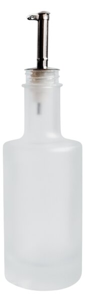 Skleněná láhev na olej 200 ml bílá mléčná s nerezovou nálevkou VILO