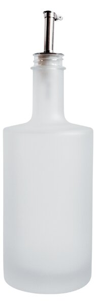 Skleněná láhev na olej 500 ml bílá mléčná s nerezovou nálevkou VILO