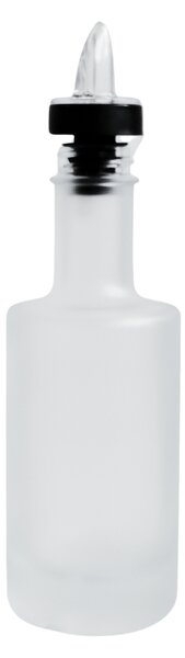 Skleněná láhev na olej 200 ml bílá mléčná s čirou nálevkou VILO