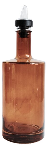 Skleněná láhev na olej 500 ml hnědá s čirou nálevkou VILO