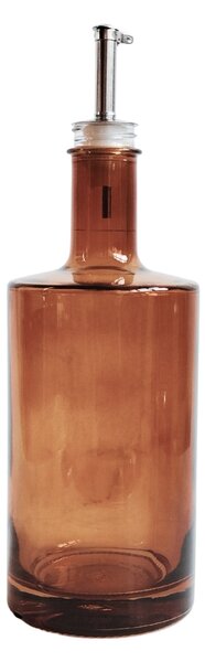 Skleněná láhev na olej 500 ml hnědá s nerezovou nálevkou VILO