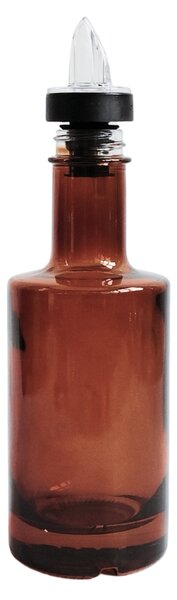 Skleněná láhev na olej 200 ml hnědá s čirou nálevkou VILO