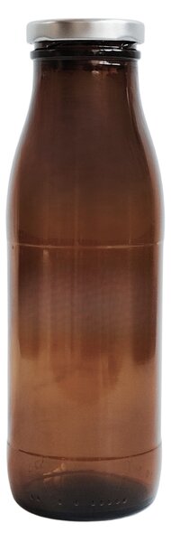 Skleněná láhev na mléko 500 ml hnědá se stříbrným víčkem JOTA