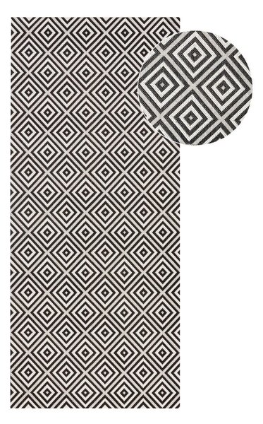 Černo-bílý venkovní koberec NORTHRUGS Karo, 80 x 200 cm