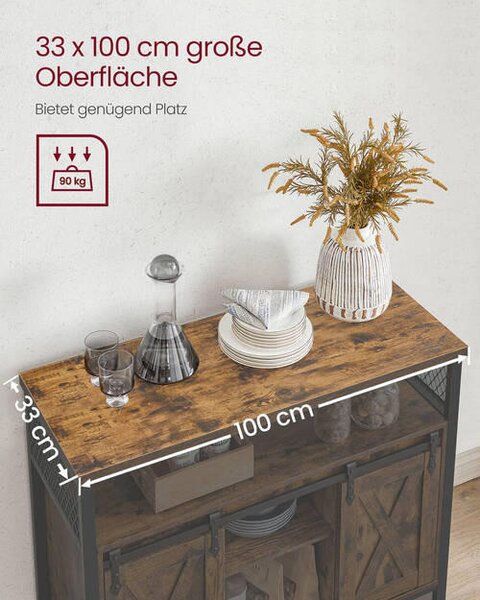 KOMODA, hnědá, černá, 100/80/33 cm Boxxx - Široké komody, Online Only