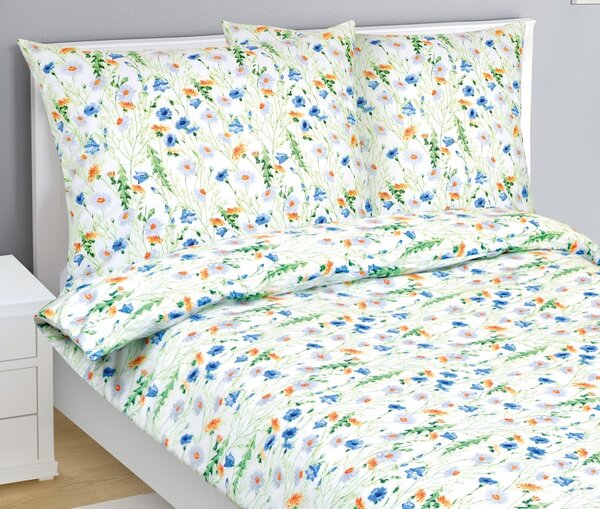 BELLATEX Bavlněné povlečení Modrá, Žlutá, Bílá 140x200 cm. 70x90 cm