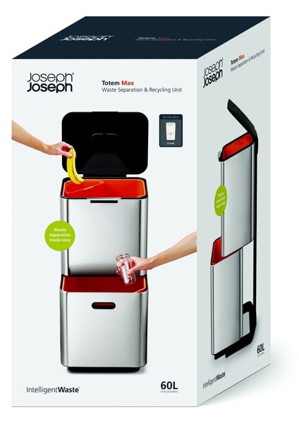 Béžový ocelový odpadkový koš na tříděný odpad 60 l Totem Max – Joseph Joseph