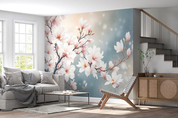 Fototapety Kvetoucí větev nakreslená abstraktně, Fototapety květiny, w03202 : uwalls.cz