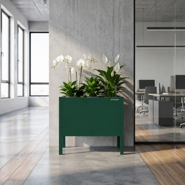 Malý kovový obal na květináč v lahvově zelené barvě: DAISY 400 x 350 x 250 mm
