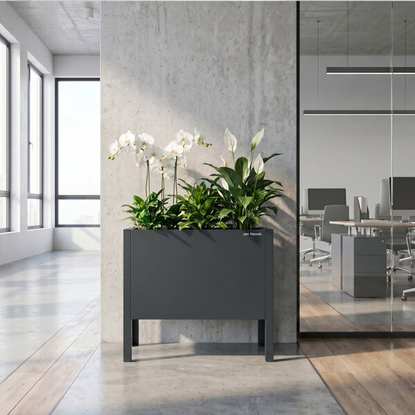 Malý antracitový kovový obal na květináč: DAISY 400 x 350 x 250 mm