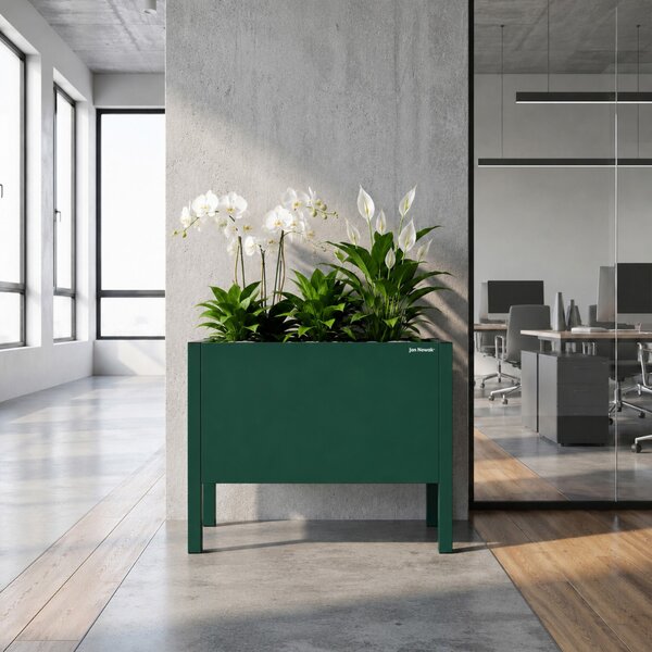 Velký kovový obal na květináč v lahvově zelené barvě: DAISY 500 x 400 x 300 mm