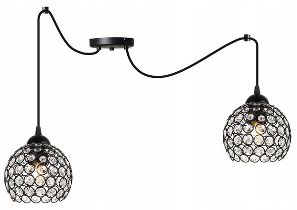 Závěsné svítidlo Crystal Spider, 2x černé křišťálové stínítko
