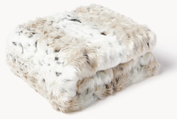 Plyšový pléd z umělé kožešiny ve vzhledu sněžného leoparda Skins