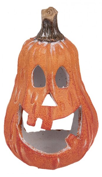 Oranžová keramická rozesmátá dýně na Halloween Jack II – 11x10x18 cm