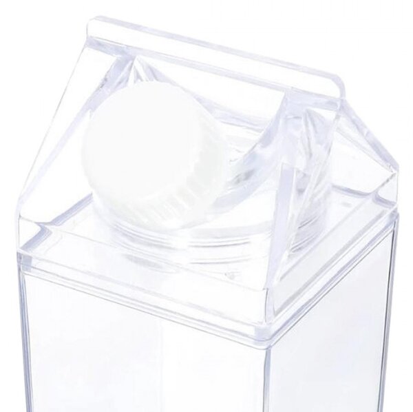 Plastová průhledná láhev ve tvaru kartonového boxu Fresh Milk – 1000 ml