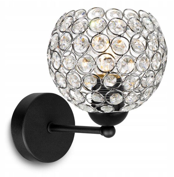 Nástěnné svítidlo Crystal 1, 1x stříbrné křišťálové stínítko