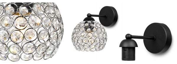 Nástěnné svítidlo Crystal 1, 1x stříbrné křišťálové stínítko