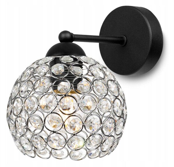 Nástěnné svítidlo Crystal 1, 1x stříbrné křišťálové stínítko