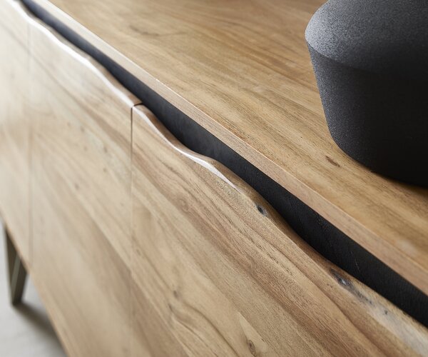 DELIFE Komoda Stonegrace 147x45 cm akácie přírodní 3 dvířka přírodní hrana
