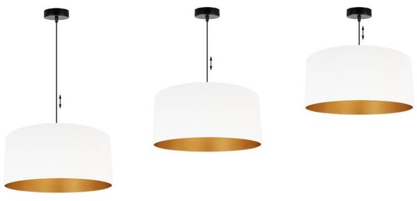 Závěsné svítidlo Mediolan, 1x bílé/zlaté textilní stínítko, (výběr ze 2 barev konstrukce), (fi 44cm)