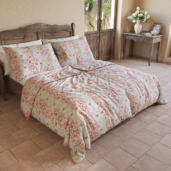 Kvalitex Bavlněné povlečení PROVENCE COLLECTION ROSÁLIE zelená 1x 140/200, 1x 70/90cm