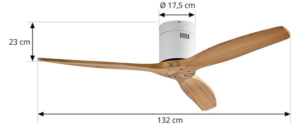 Stropní ventilátor Lucande Vindur, bílý, dřevo, DC, tichý Lucande, Vindur, Dřevo, Obývací pokoj, Kov, Moderní