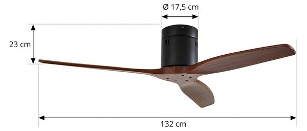 Stropní ventilátor Lucande Vindur, černý, dřevo, DC, tichý Lucande, Vindur, Dřevo, Obývací pokoj, Kov, Moderní