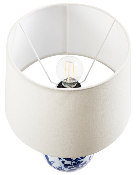 Stolní lampa CARMEN Porcelán Bílá/Modrá