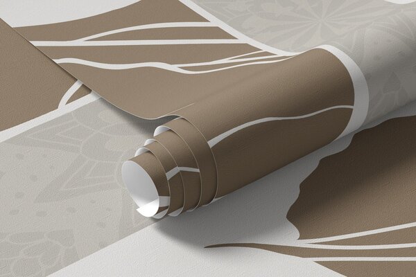 Fototapety Elegantní oblouky s květinovými vzory v béžové a bílé barvě na béžovém pozadí s texturou,, Fototapety příroda, w08866 : uwalls.cz