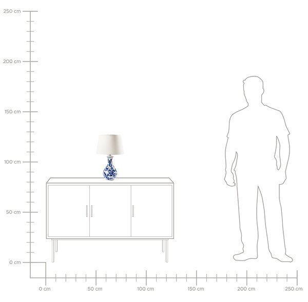 Stolní lampa CARMEN Porcelán Bílá/Modrá