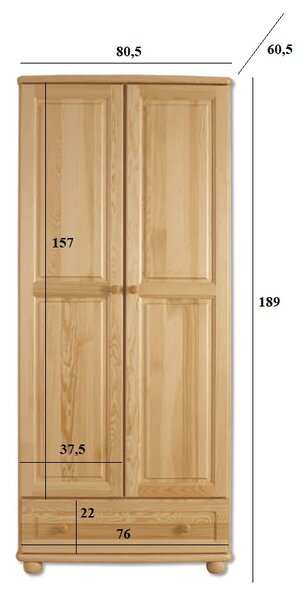 Drewmax SF107 skříň šatní masiv borovice