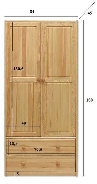 Drewmax SF111 skříň šatní masiv borovice