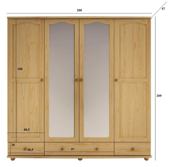 Drewmax SF120 skříň šatní masiv borovice