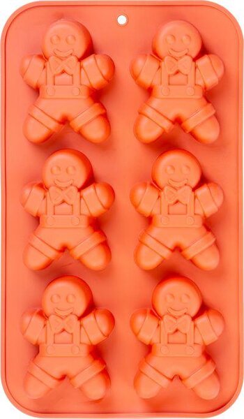 Forma MagicHome, na pečenie, vianoce, silikón, postavičky perníček, 29,5x17,5x2,7 cm, 6 ks