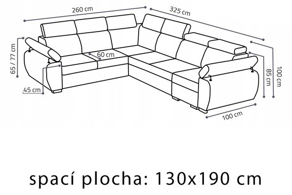 Sedací souprava BASTON | 325x260 cm | rozkládací + 2x úložný prostor | VÝBĚR TKANIN